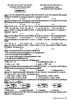 Đề kiểm tra môn Hóa học 11 - Mã đề thi 236